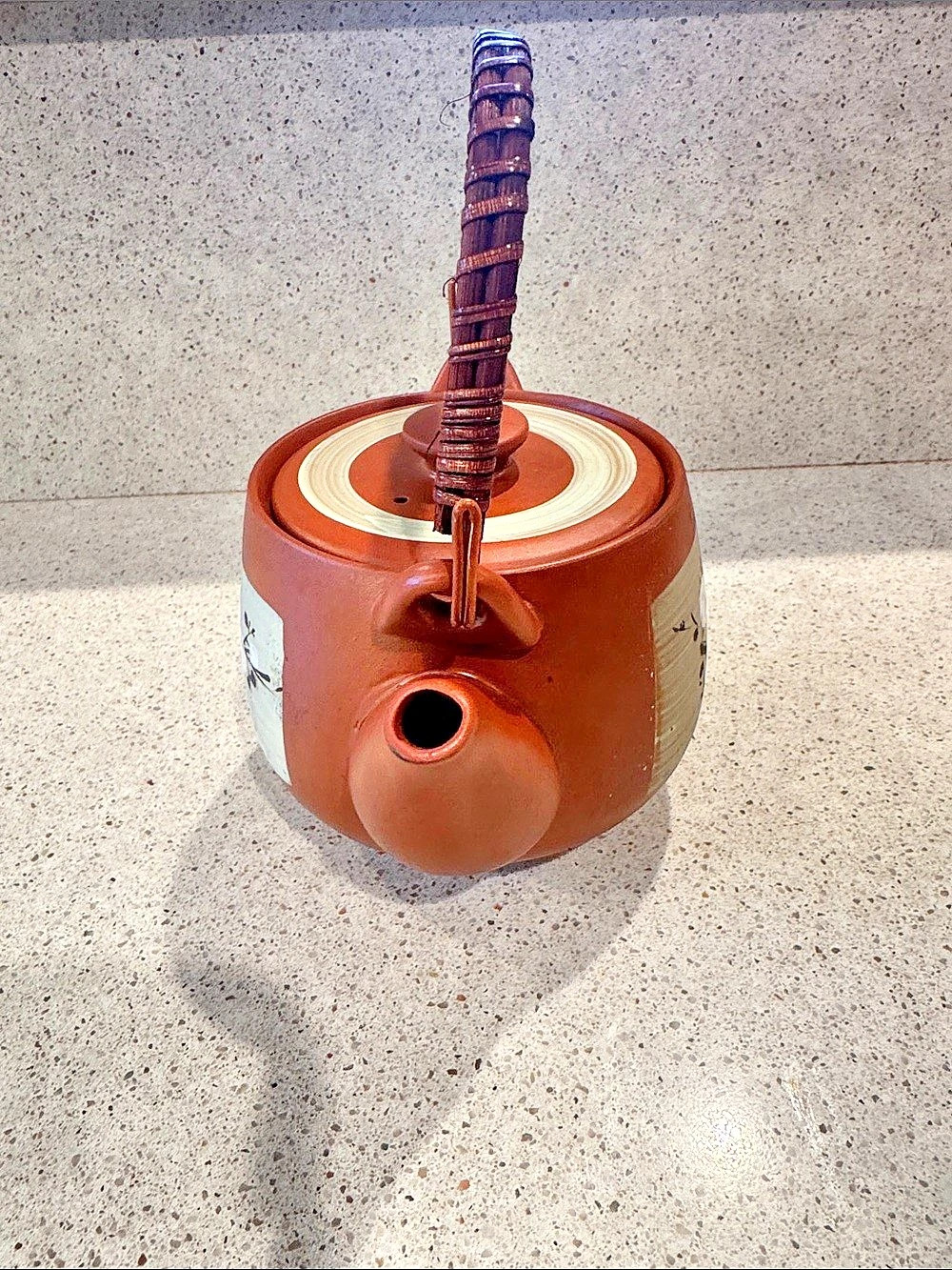 Burnt Orange and Cream Japanese Cherry Blossom Teapot with Strainer - Picture 2 of 9
